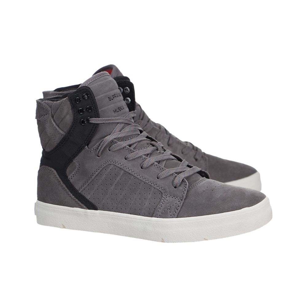 Baskets Montantes Supra SkyTop Grise Noir Grey/Black-Pristine Homme | FQJ-42658343